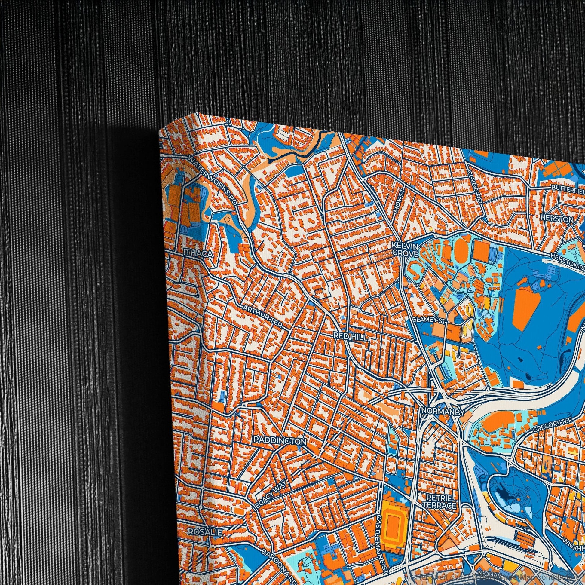 Brisbane Australia Colorful City Map Canvas Print Detail