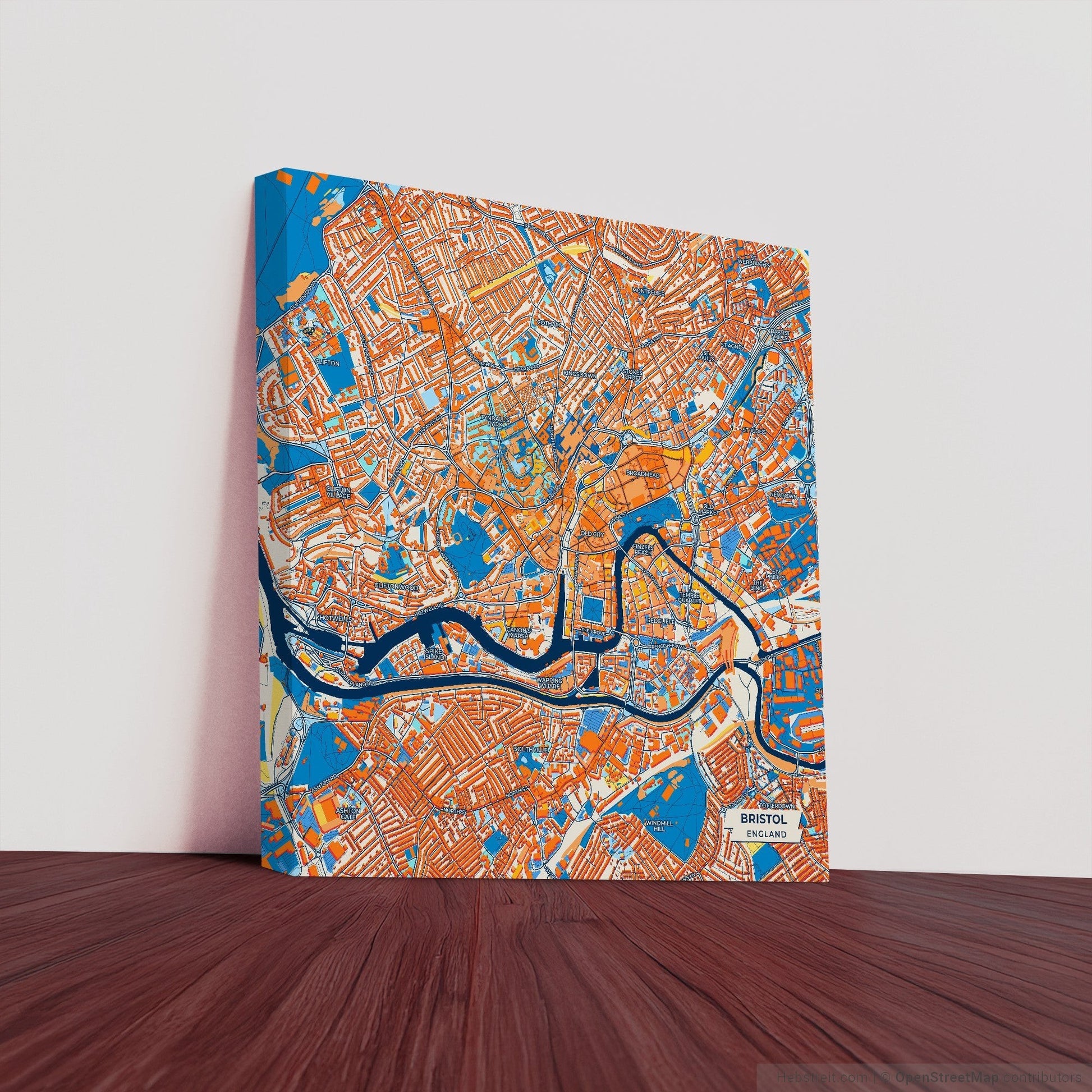 Bristol England Colorful City Map Canvas Print