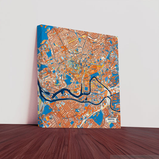 Bristol England Colorful City Map Canvas Print