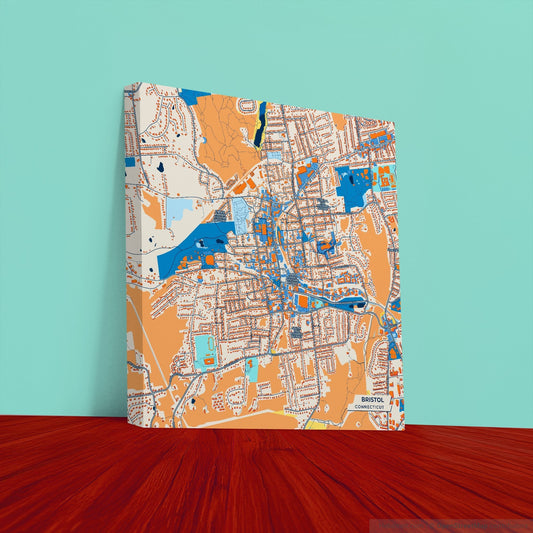 Bristol Connecticut Colorful City Map Canvas Print