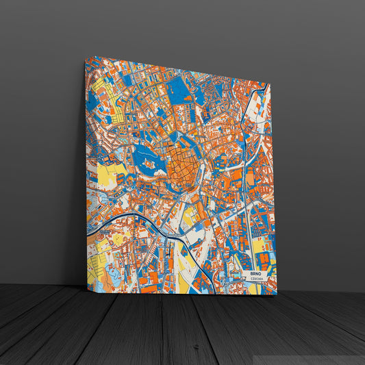 Brno Czechia Colorful City Map Canvas Print
