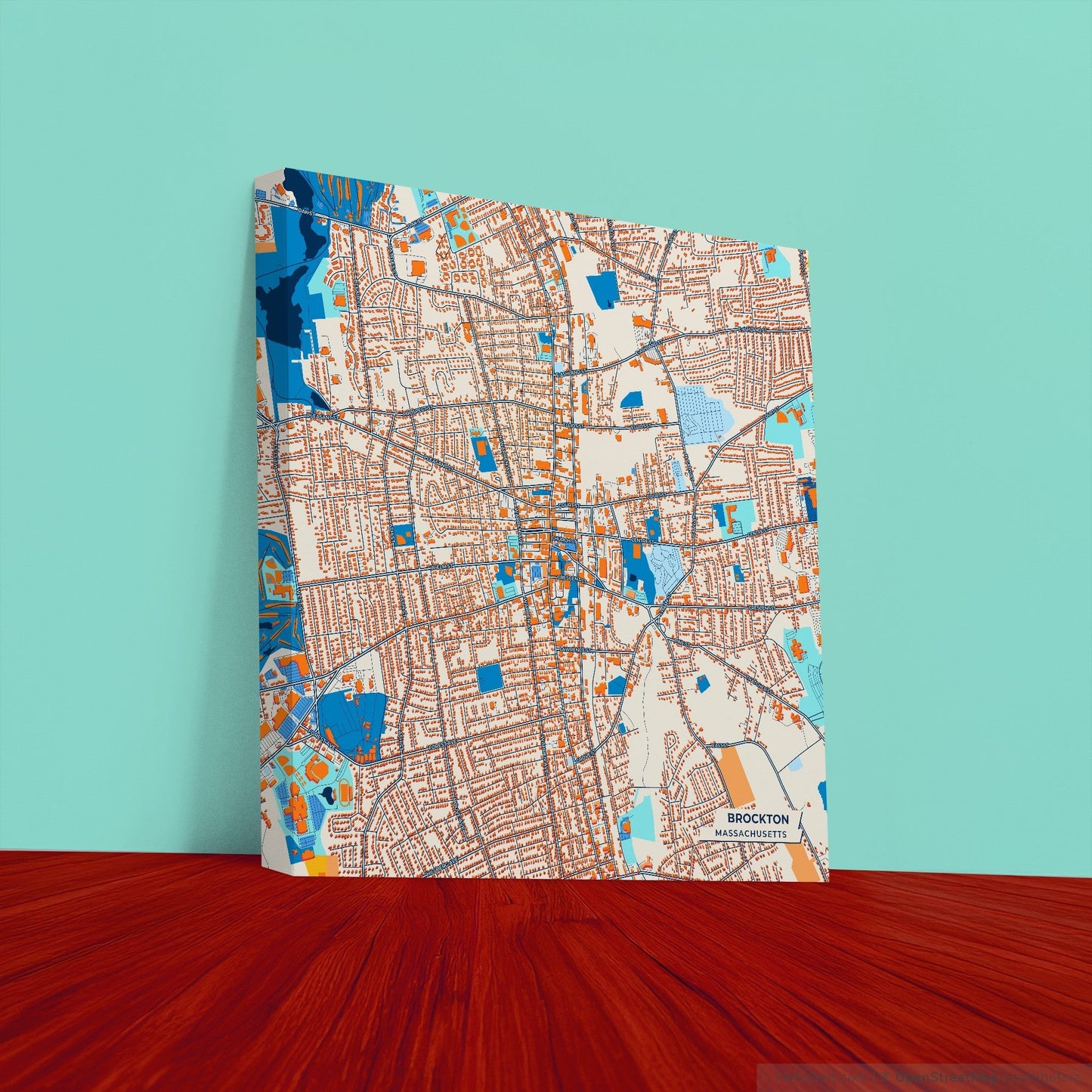 Brockton Massachusetts Colorful City Map Canvas Print