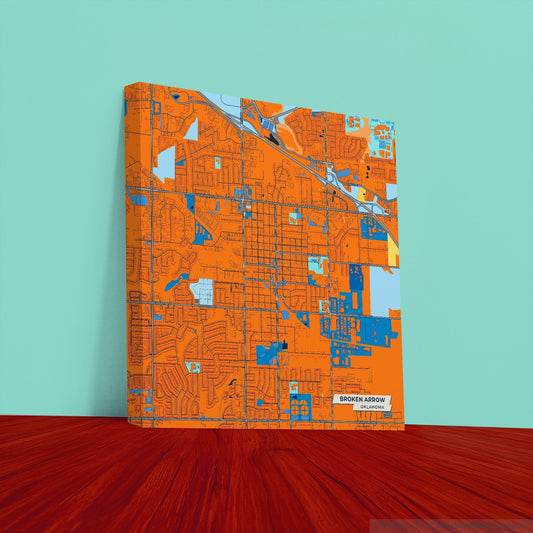 Broken Arrow Oklahoma Colorful City Map Canvas Print