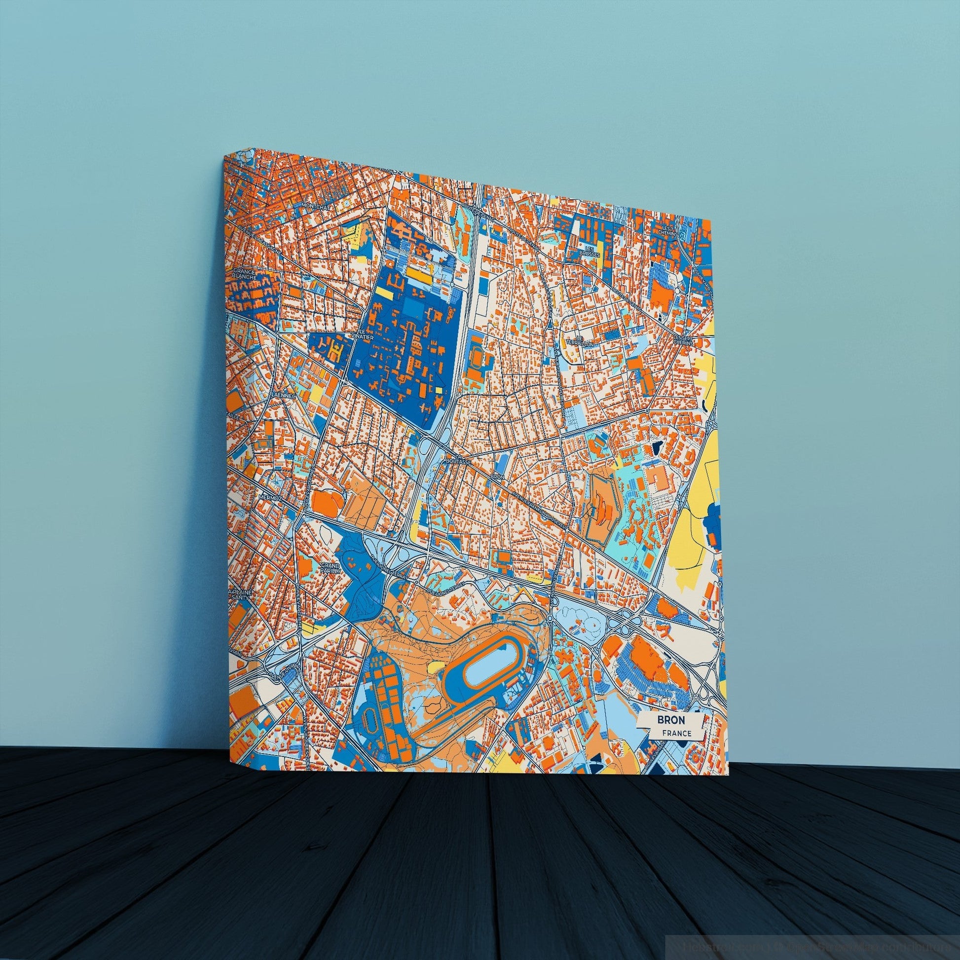 Bron France Colorful City Map Canvas Print