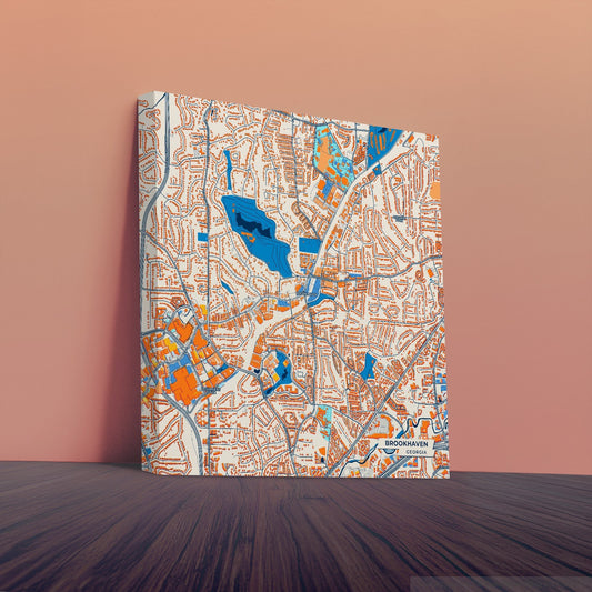 Brookhaven Georgia Colorful City Map Canvas Print