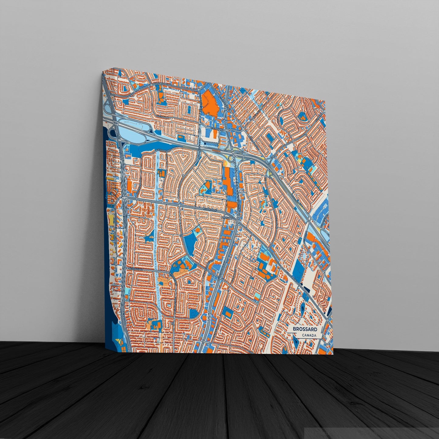 Brossard Canada Colorful City Map Canvas Print