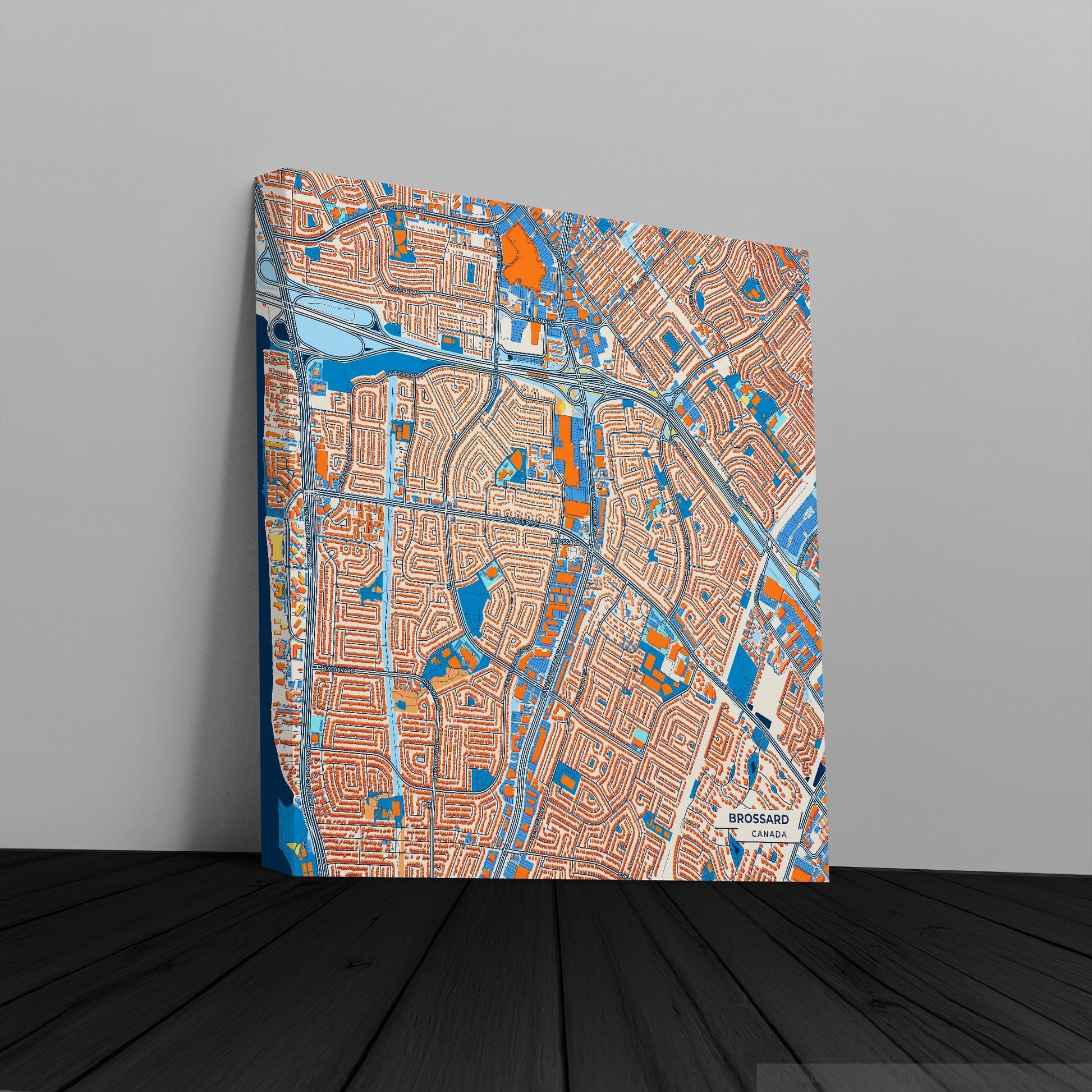 Brossard Canada Colorful City Map Canvas Print