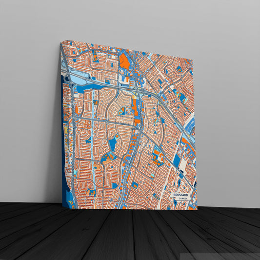 Brossard Canada Colorful City Map Canvas Print