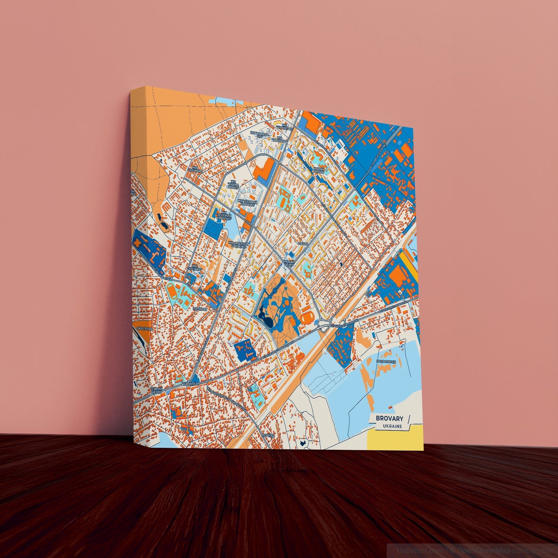 Броварний Ukraine Colorful City Map Canvas Print