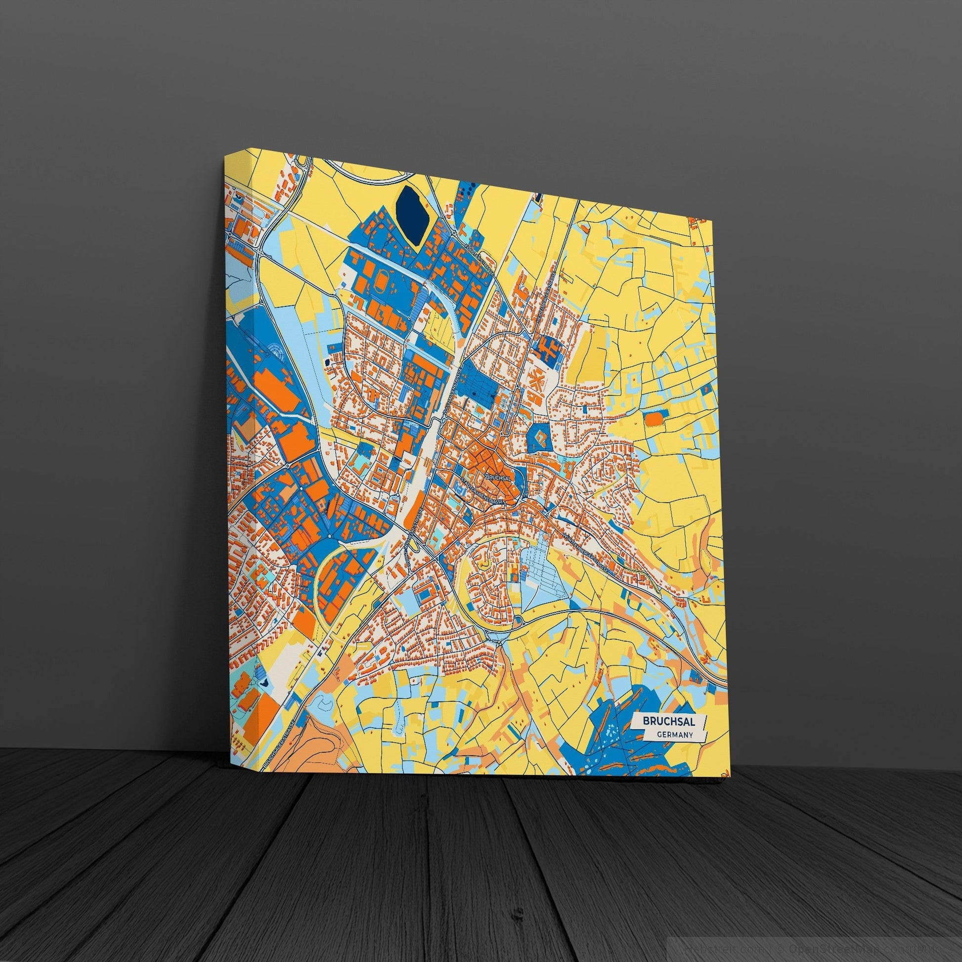 Bruchsal Germany Colorful City Map Canvas Print