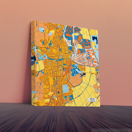 Brühl Germany Colorful City Map Canvas Print