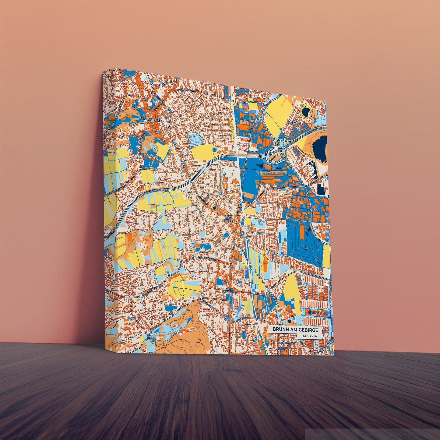 Brunn Am Gebirge Austria Colorful City Map Canvas Print