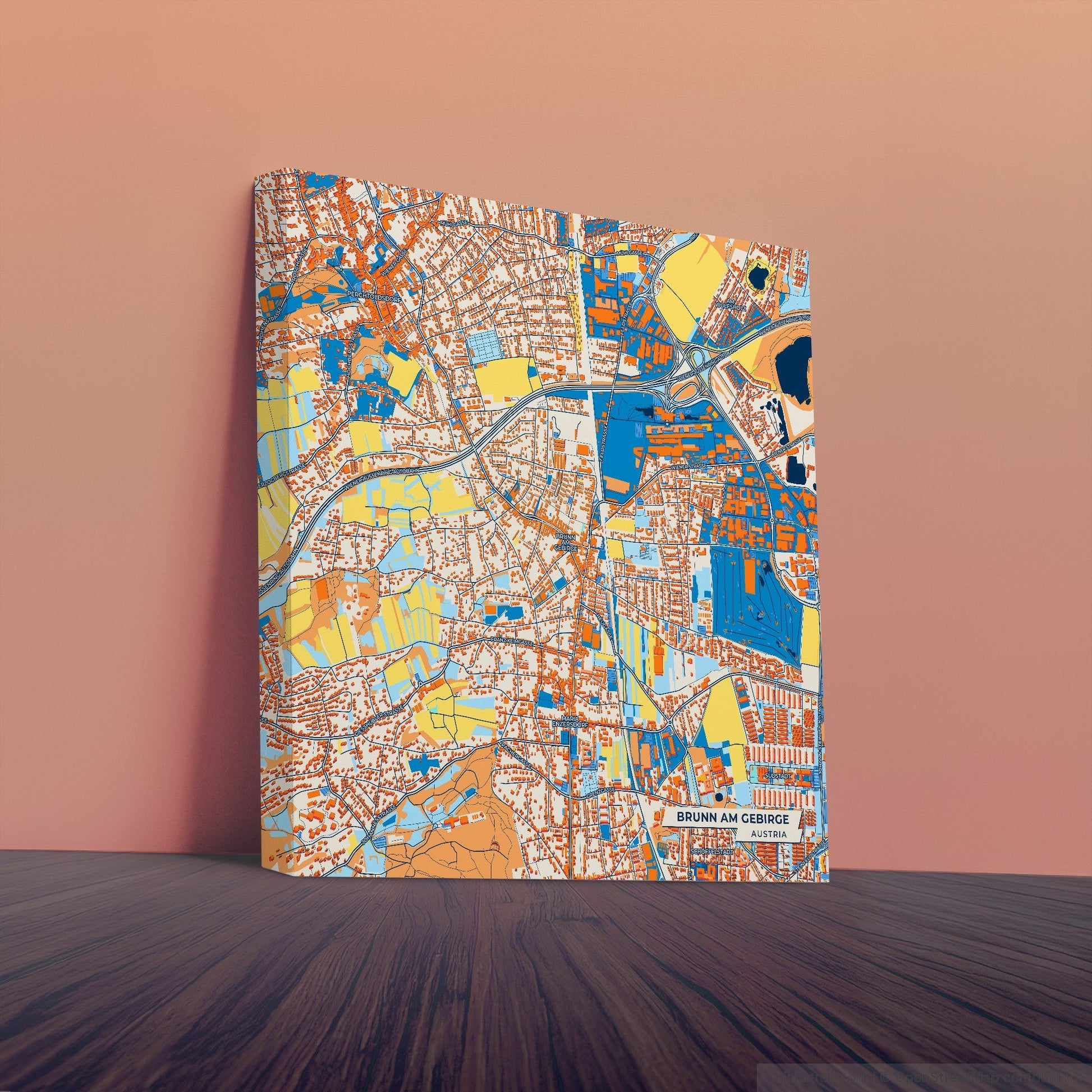 Brunn Am Gebirge Austria Colorful City Map Canvas Print