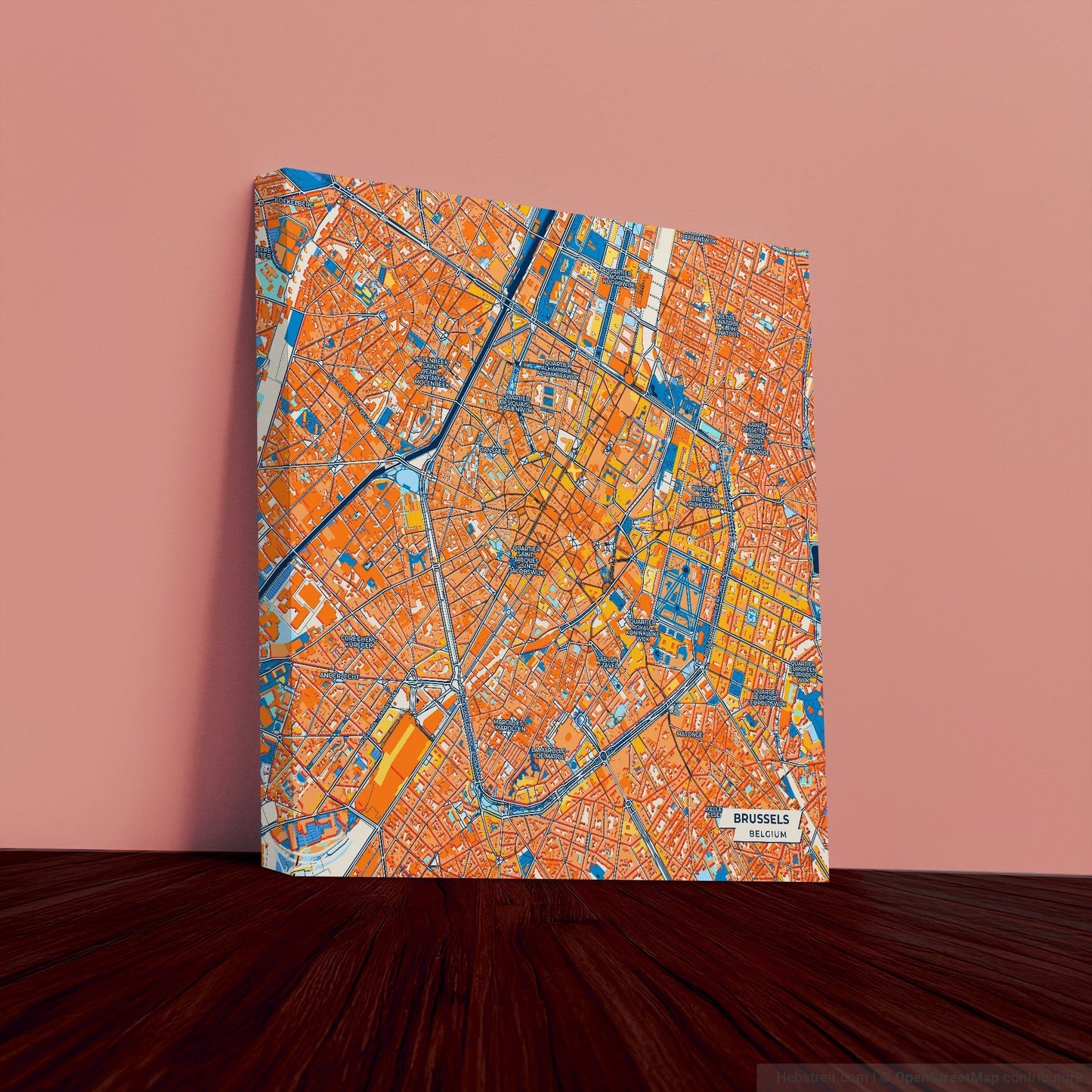 Brussels Belgium Colorful City Map Canvas Print