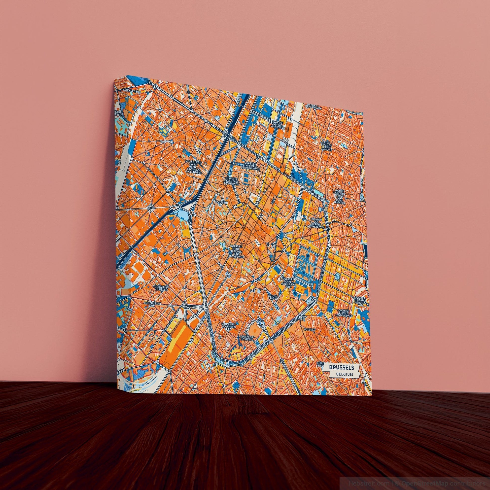 Brussels Belgium Colorful City Map Canvas Print