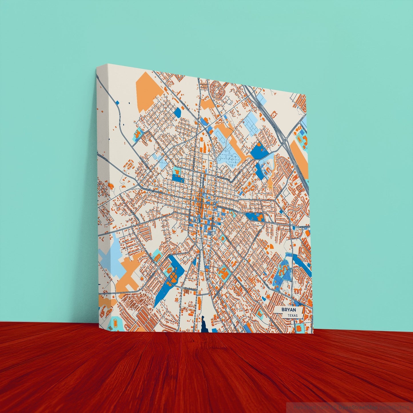 Bryan Texas Colorful City Map Canvas Print