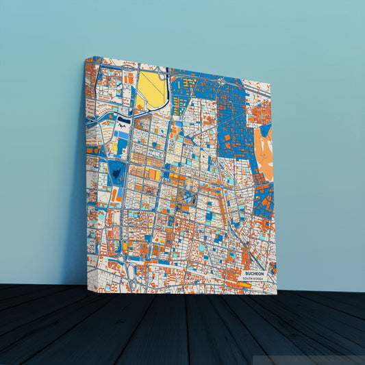 Bucheon South Korea Colorful City Map Canvas Print