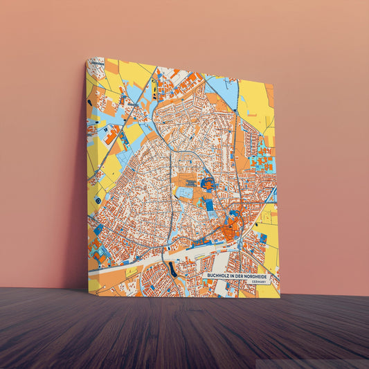 Buchholz In Der Nordheide Germany Colorful City Map Canvas Print