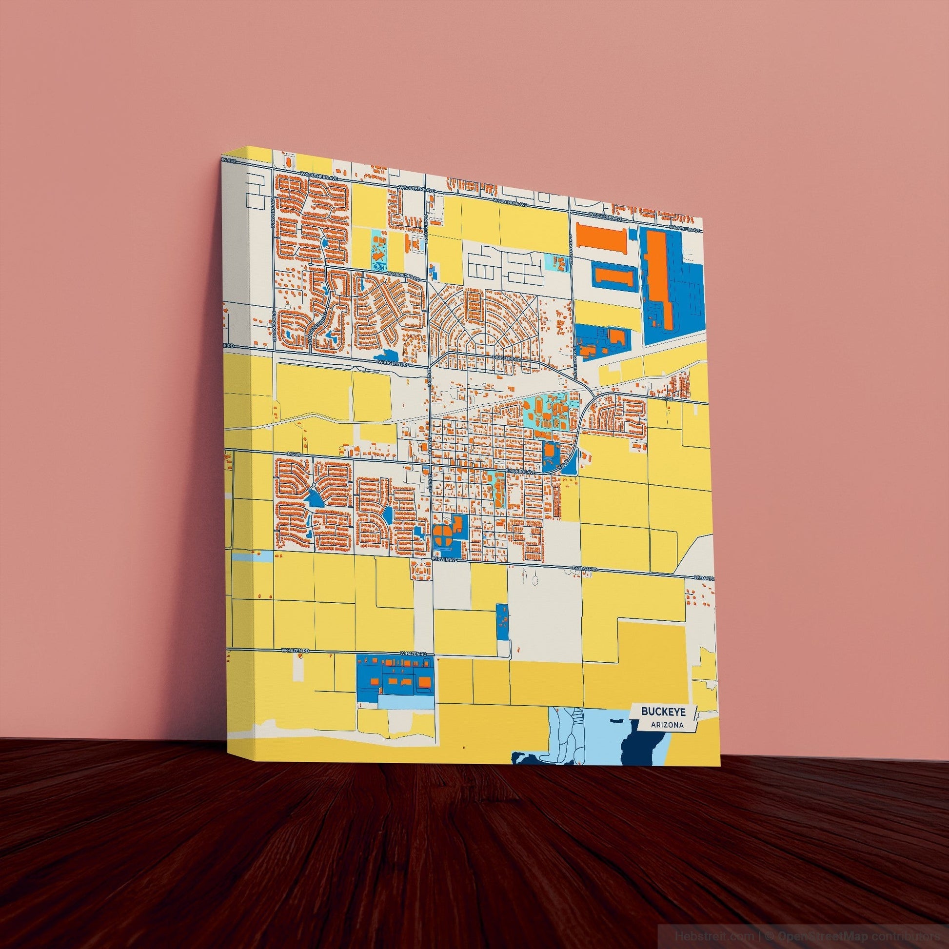 Buckeye Arizona Colorful City Map Canvas Print