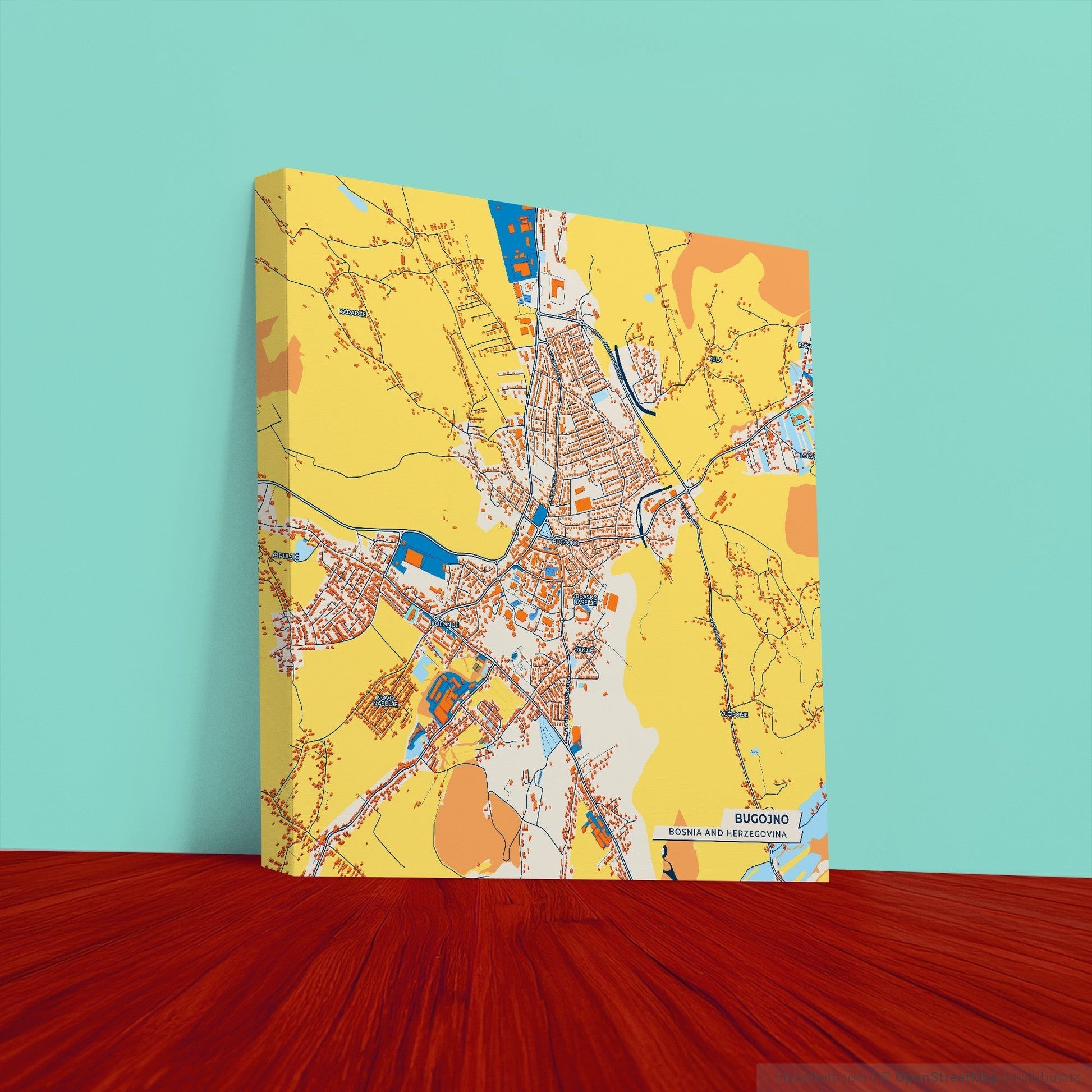 Bugojno Bosnia And Herzegovina Colorful City Map Canvas Print