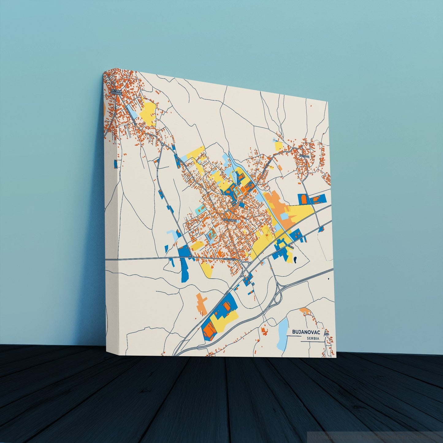 Бујановац Serbia Colorful City Map Canvas Print