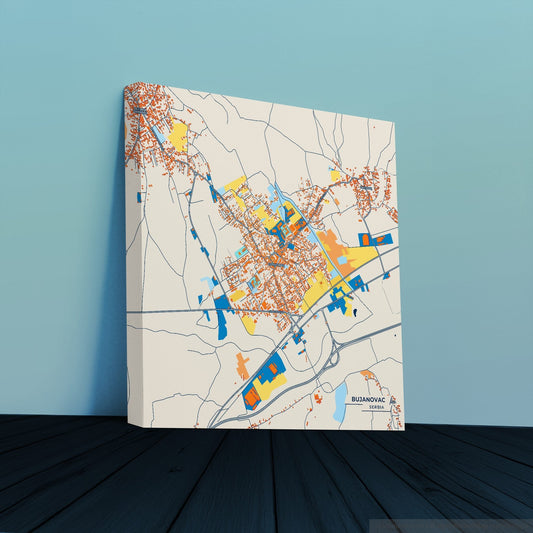 Бујановац Serbia Colorful City Map Canvas Print