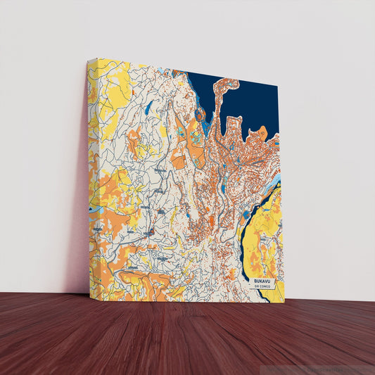 Bukavu Dr Congo Colorful City Map Canvas Print