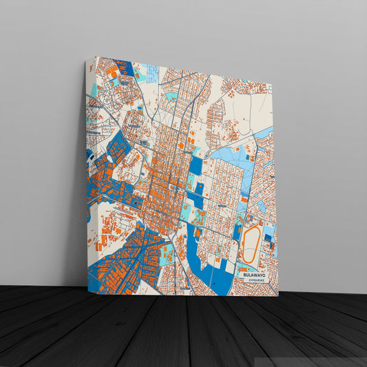 Bulawayo Zimbabwe Colorful City Map Canvas Print