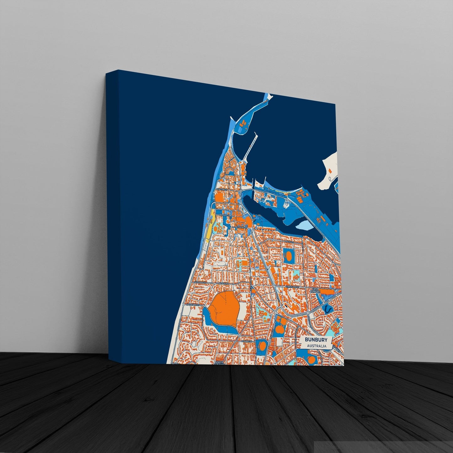 Bunbury Australia Colorful City Map Canvas Print