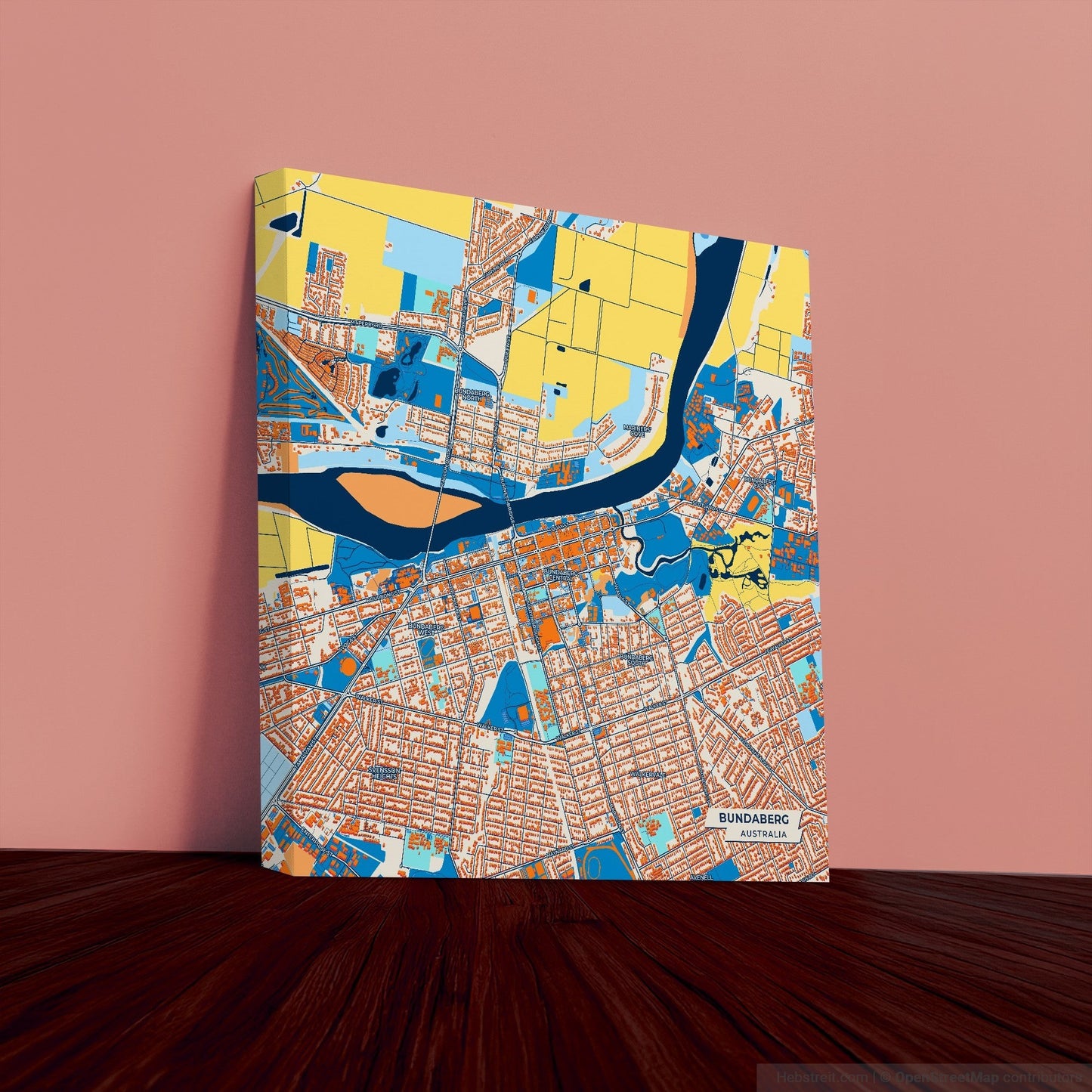 Bundaberg Australia Colorful City Map Canvas Print