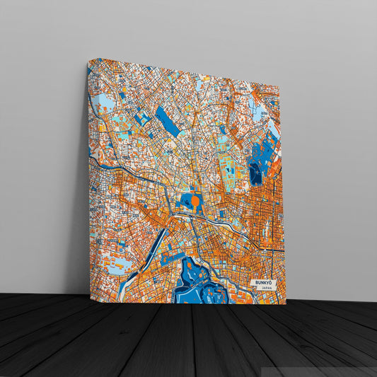 Bunkyō Japan Colorful City Map Canvas Print