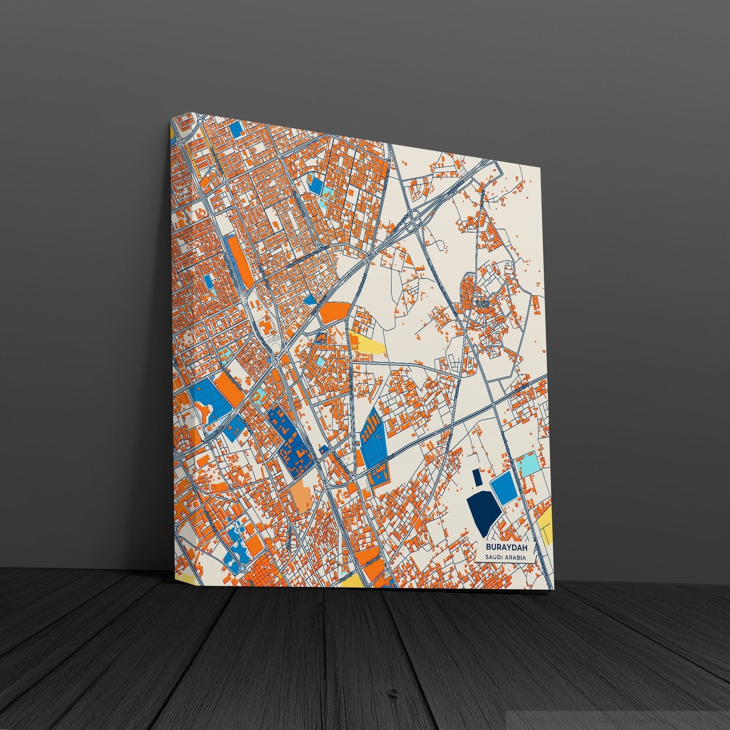 Buraydah Saudi Arabia Colorful City Map Canvas Print