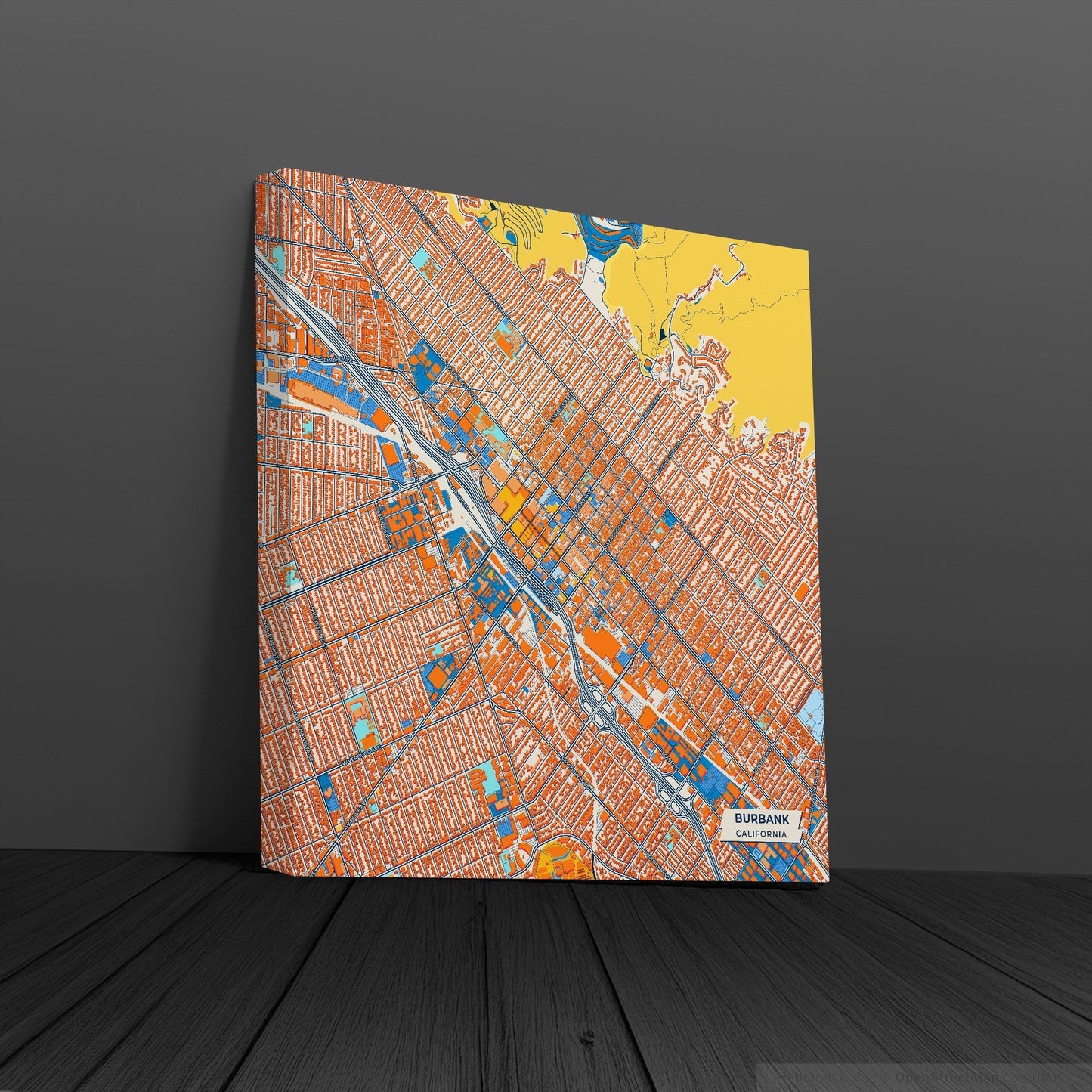 Burbank California Colorful City Map Canvas Print