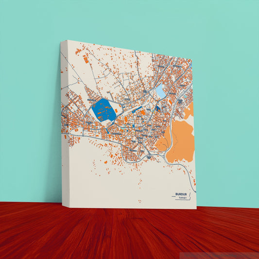 Burdur Turkey Colorful City Map Canvas Print