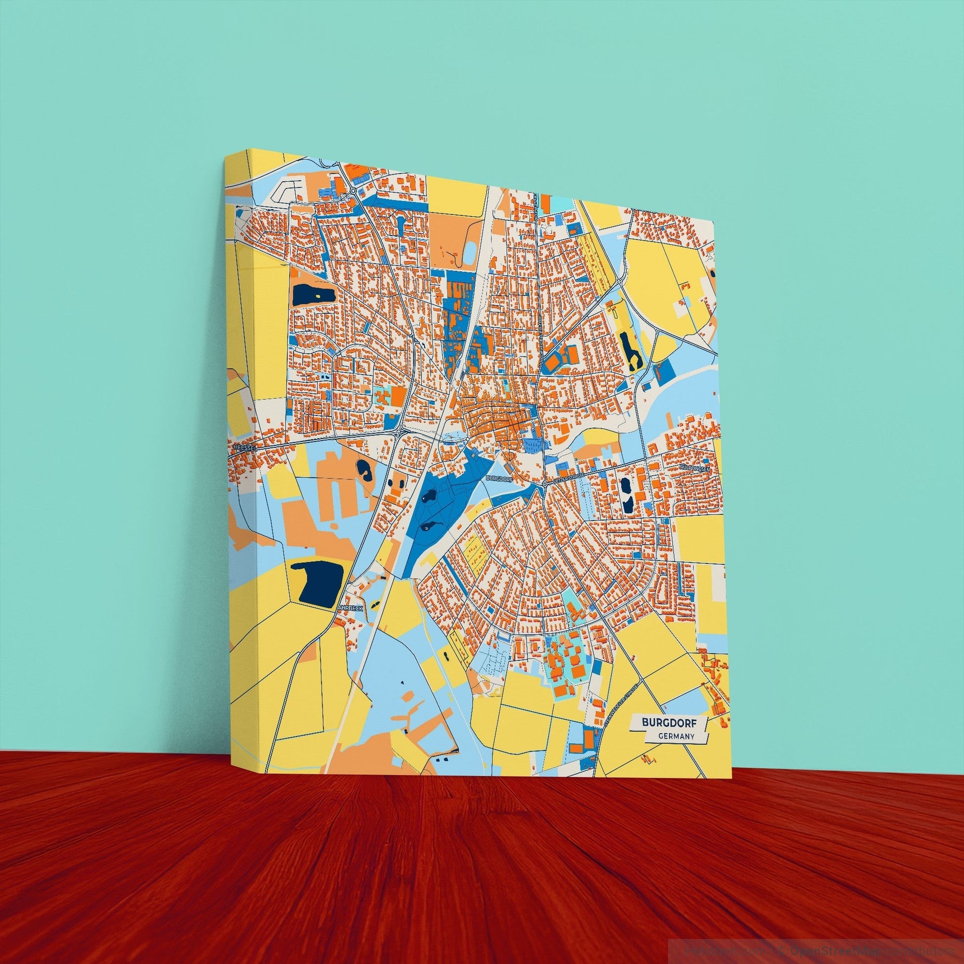 Burgdorf Germany Colorful City Map Canvas Print