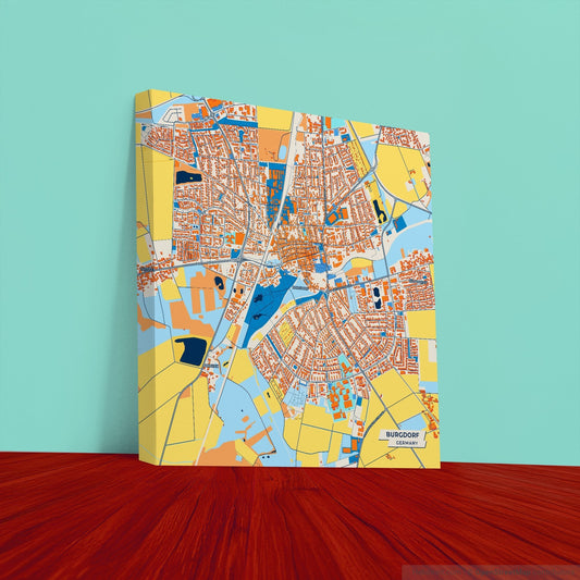 Burgdorf Germany Colorful City Map Canvas Print