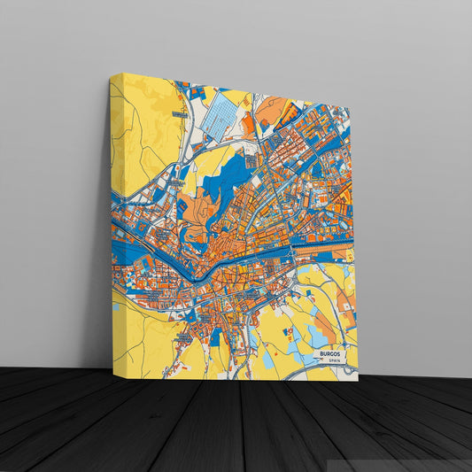 Burgos Spain Colorful City Map Canvas Print