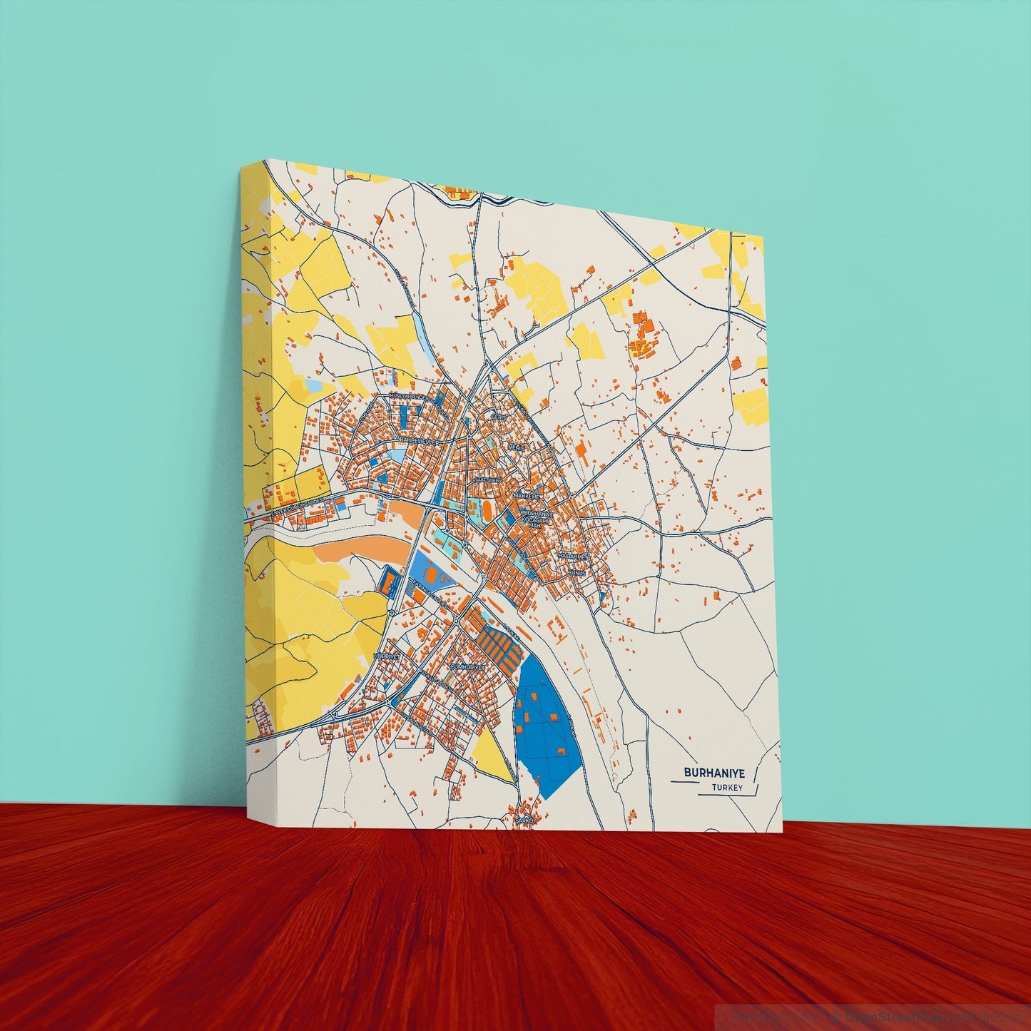 Burhani̇ye Turkey Colorful City Map Canvas Print