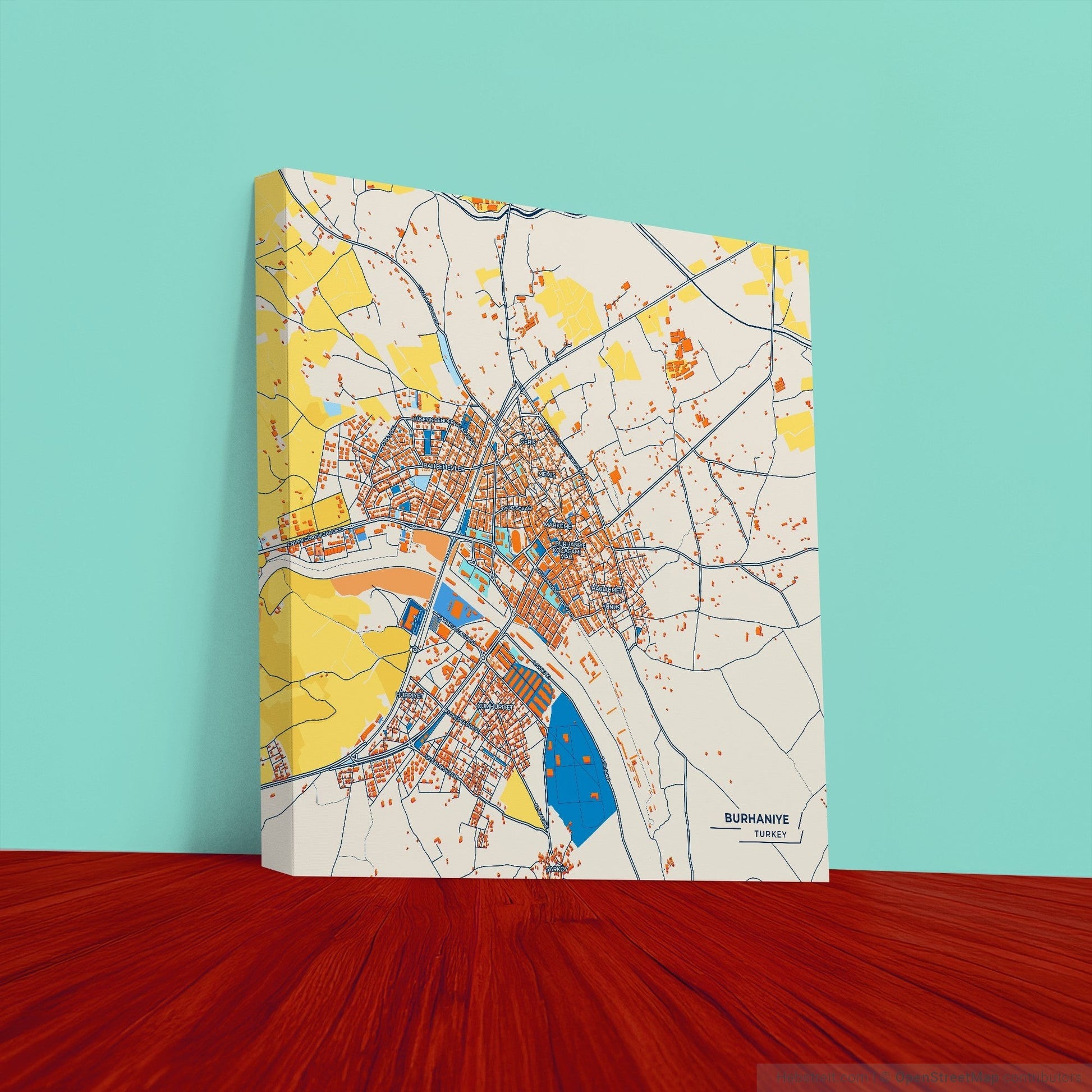 Burhani̇ye Turkey Colorful City Map Canvas Print