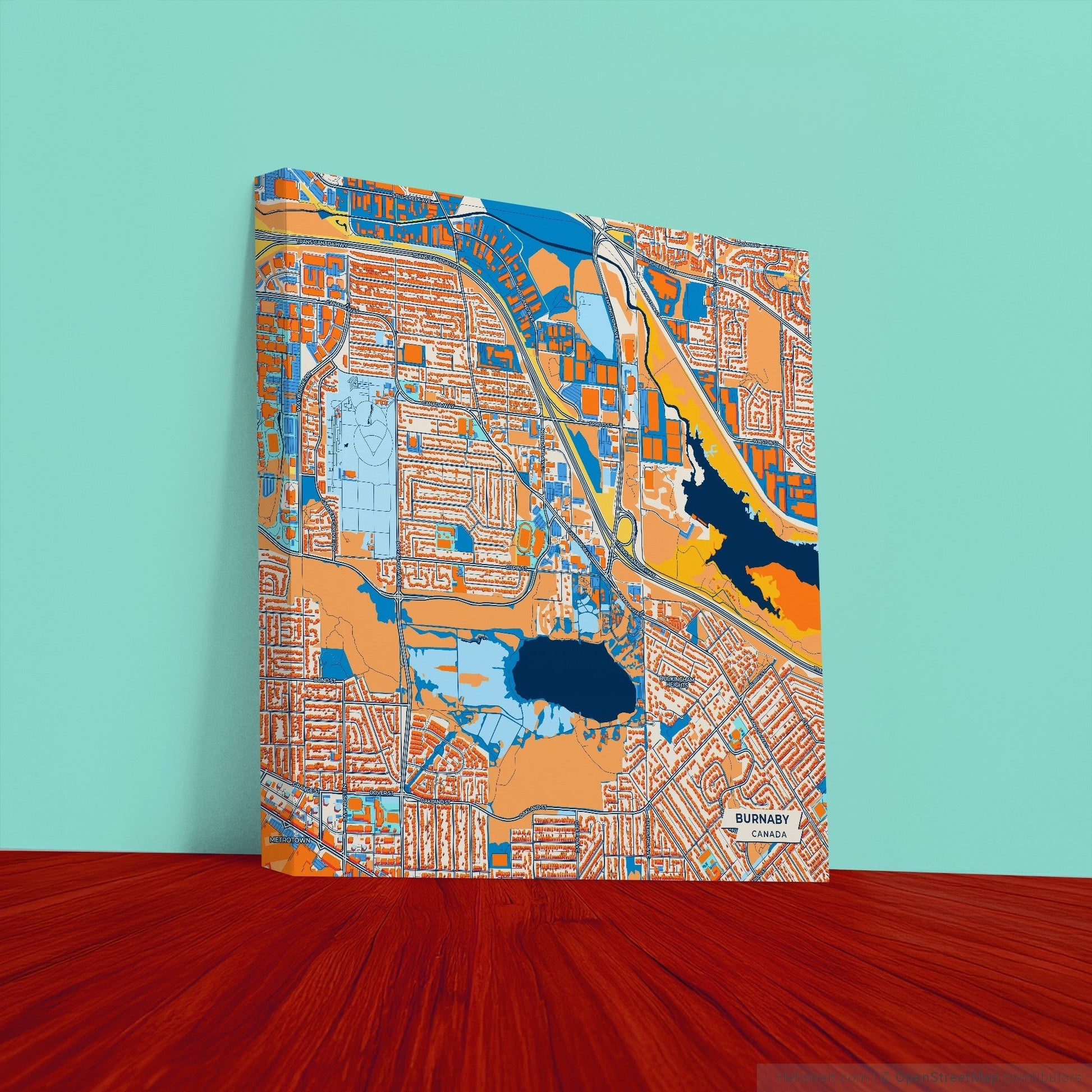 Burnaby Canada Colorful City Map Canvas Print