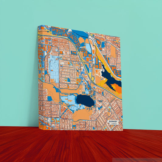 Burnaby Canada Colorful City Map Canvas Print