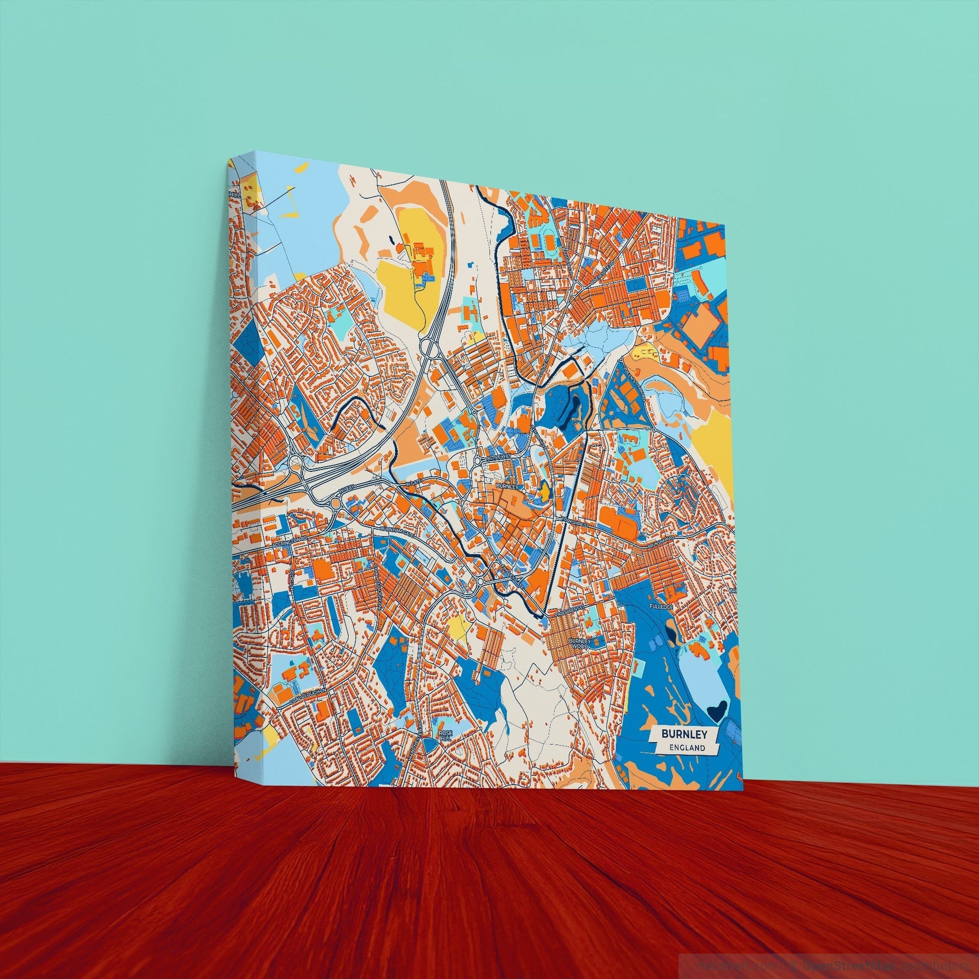 Burnley England Colorful City Map Canvas Print