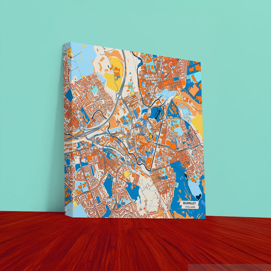 Burnley England Colorful City Map Canvas Print