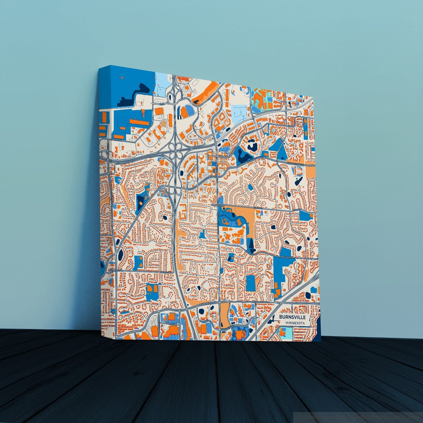 Burnsville Minnesota Colorful City Map Canvas Print