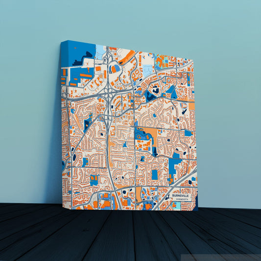 Burnsville Minnesota Colorful City Map Canvas Print