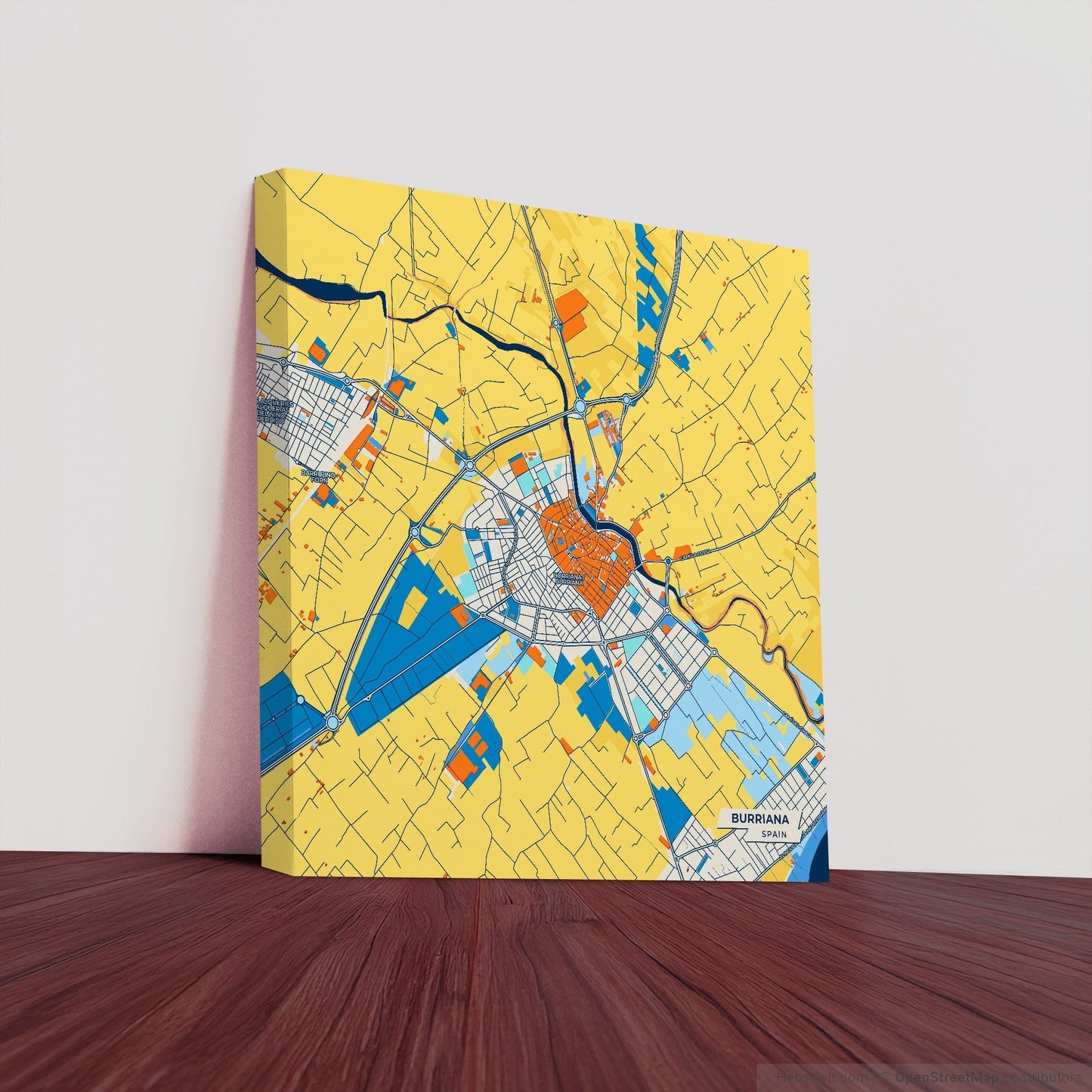 Burriana Spain Colorful City Map Canvas Print