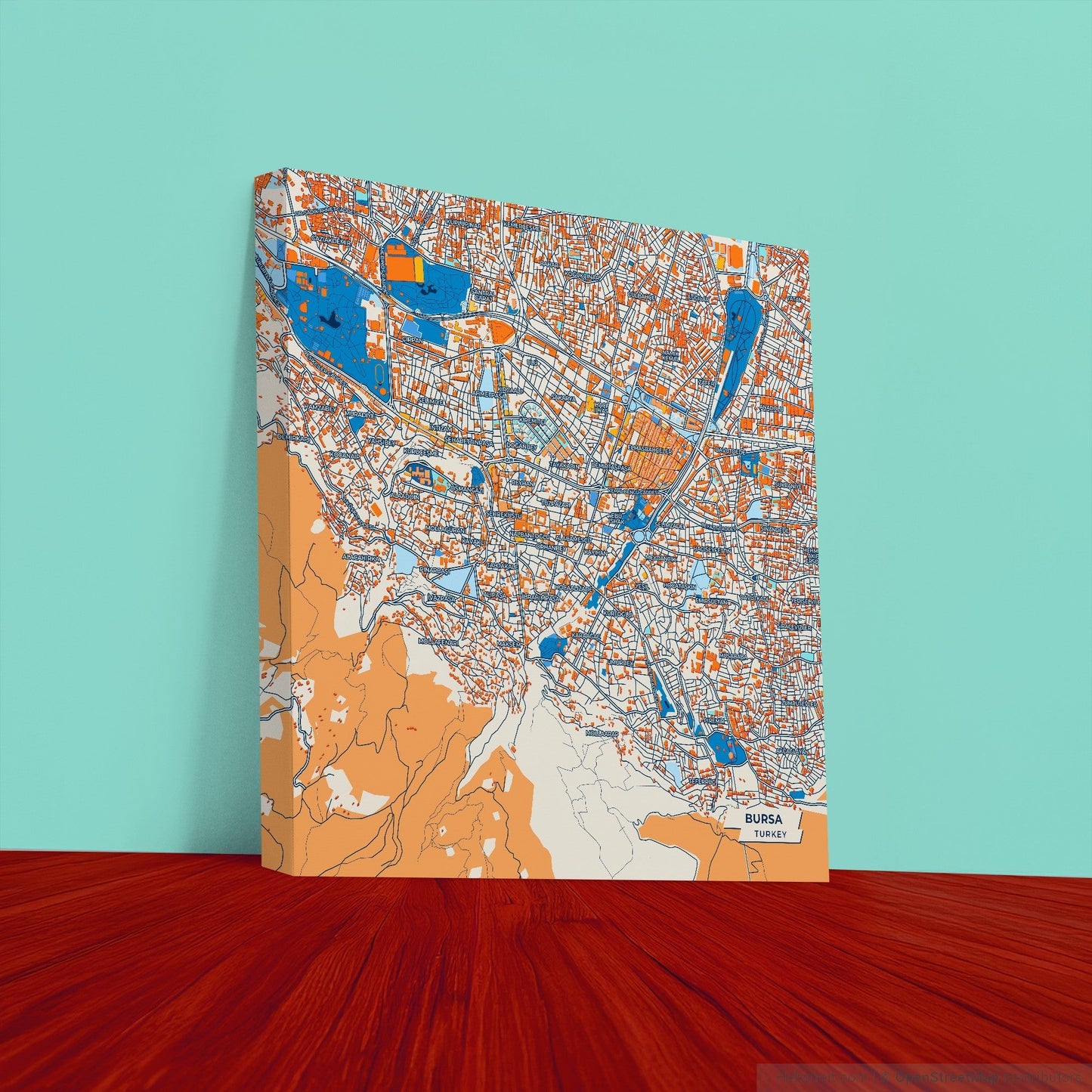 Bursa Turkey Colorful City Map Canvas Print
