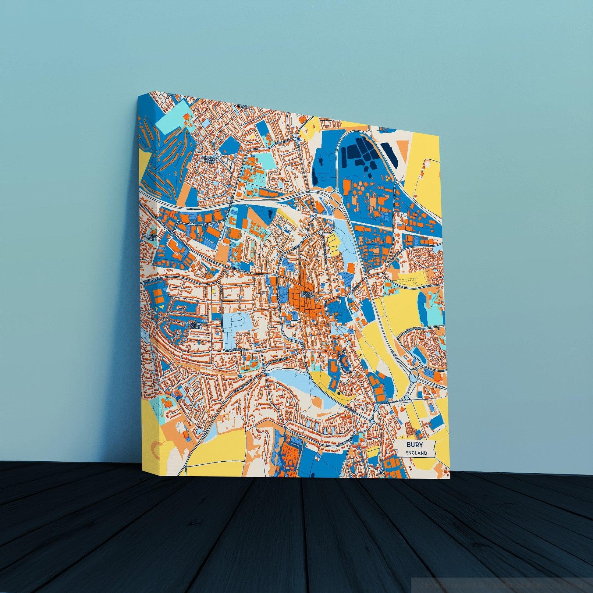 Bury England Colorful City Map Canvas Print