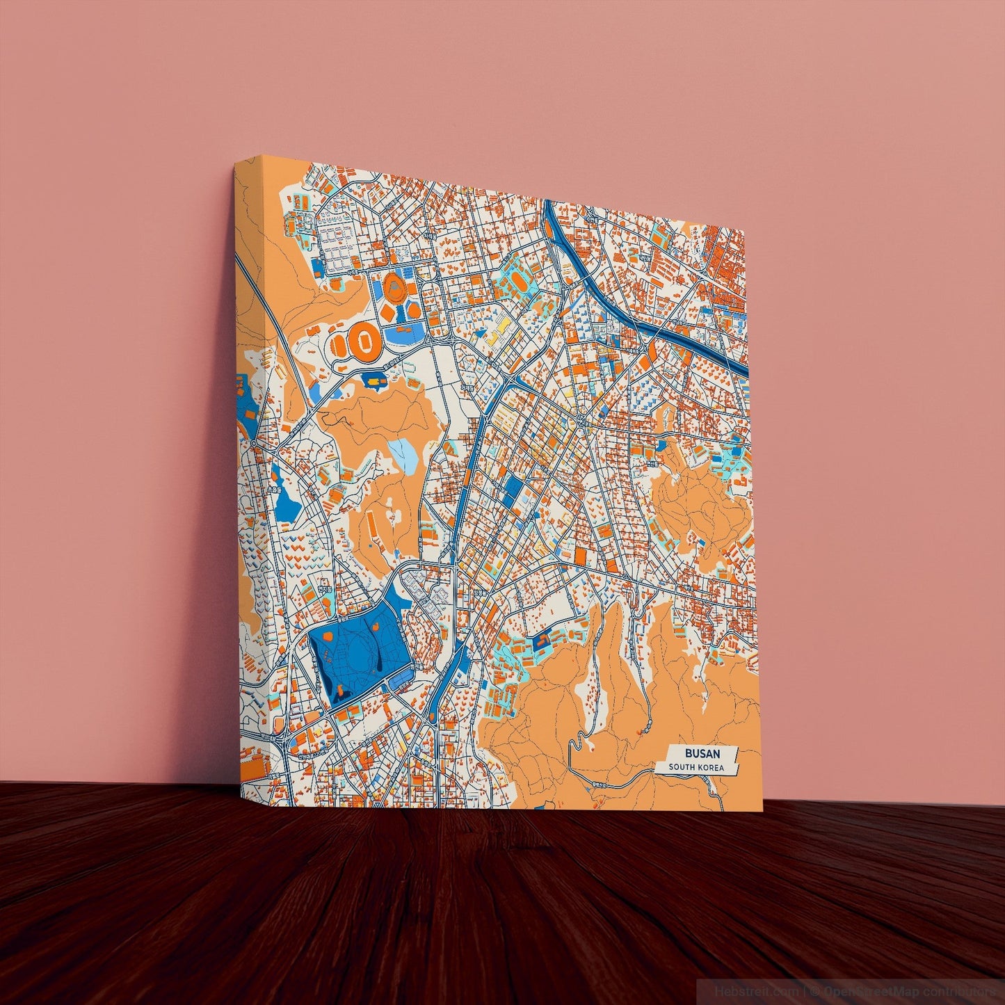 Busan South Korea Colorful City Map Canvas Print