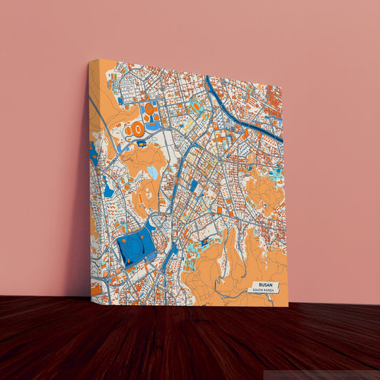 Busan South Korea Colorful City Map Canvas Print